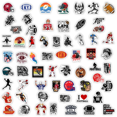 Collection of football-themed stickers on a white background