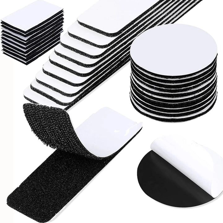 Self Adhesive Hook &amp; Loop Dots – 10 Pairs Round Velcro Pads Black &amp; White