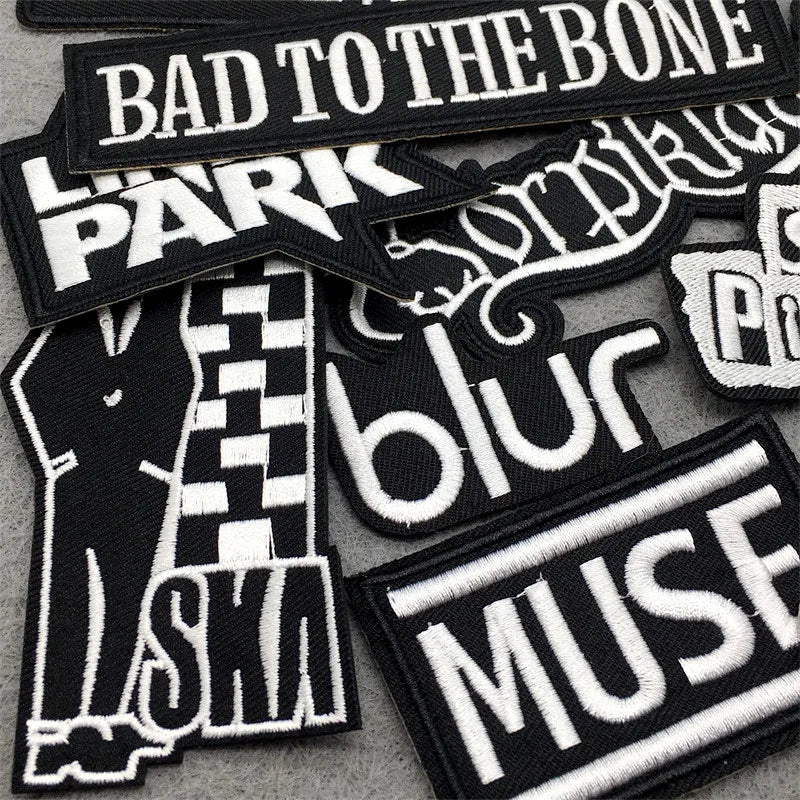 25pcs Rock Band Patch Pack — Black &amp; White Iron-On