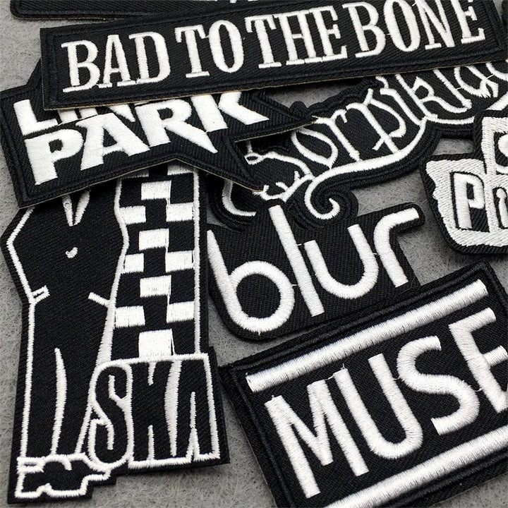 25pcs Rock Band Patch Pack — Black &amp; White Iron-On