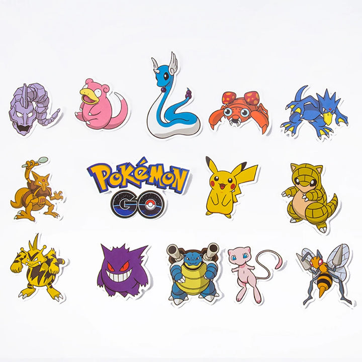 Collection of colorful cartoon characters stickers and the &