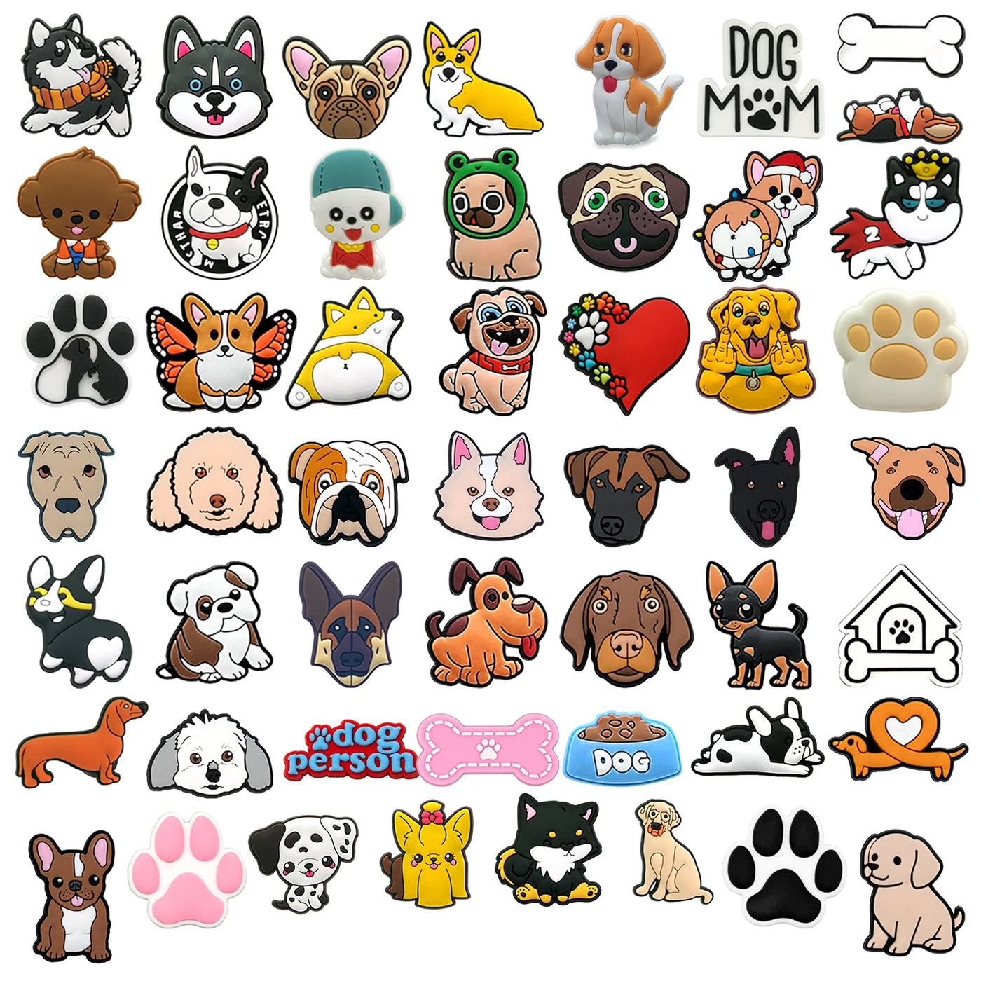 🦆50pcs Animal Shoe Charms – Cute Cats, Dogs, Ducks & More for Crocs, Sandals & Clogs