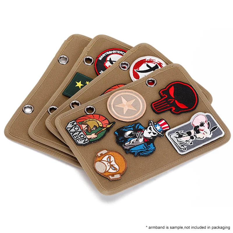 Tan Tactical patch display panel loose set for storage and hook loop organization