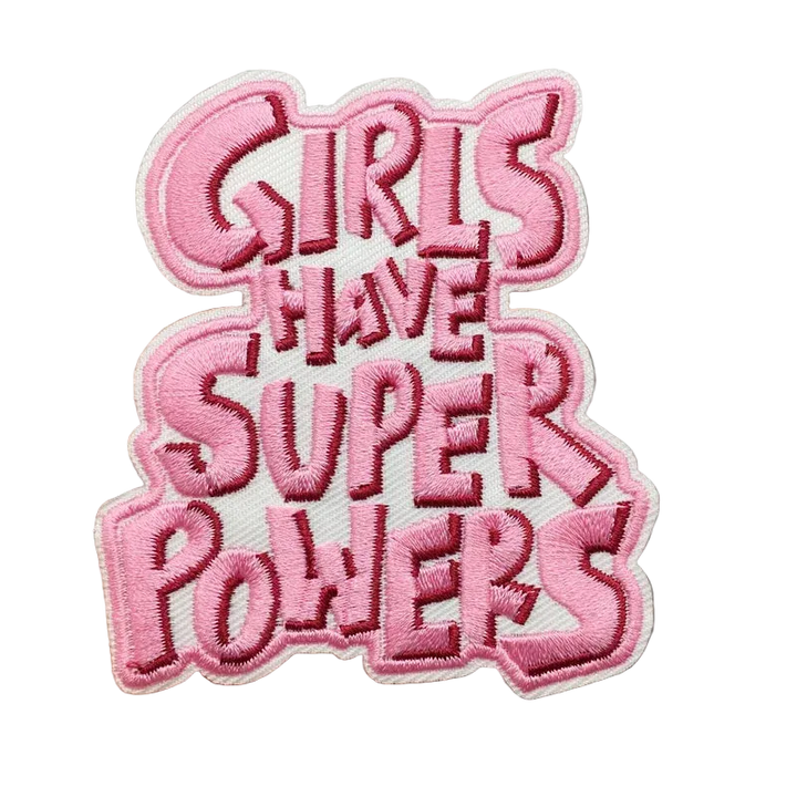 Pink embroidered patch with &