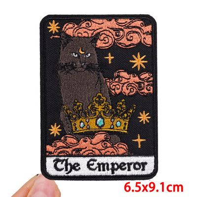 🃏 Tarot Cat Patch — Funny Iron-On Embroidered Badge