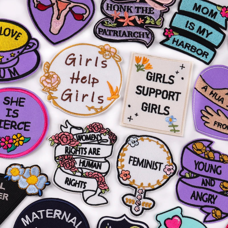 🧷 Feminist & Girl Power Patch — Iron-On Embroidered Uterus, Mom, Equality & Self-Love Designs for Jackets, Jeans & DIY Decor