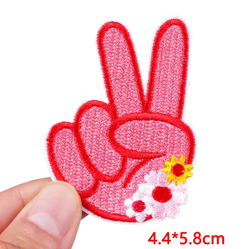 Cute Pink Aesthetic Embroidered Patch – Iron-On Butterfly, Rainbow, Heart, and Flower Designs for Jackets &amp; DIY Clothing