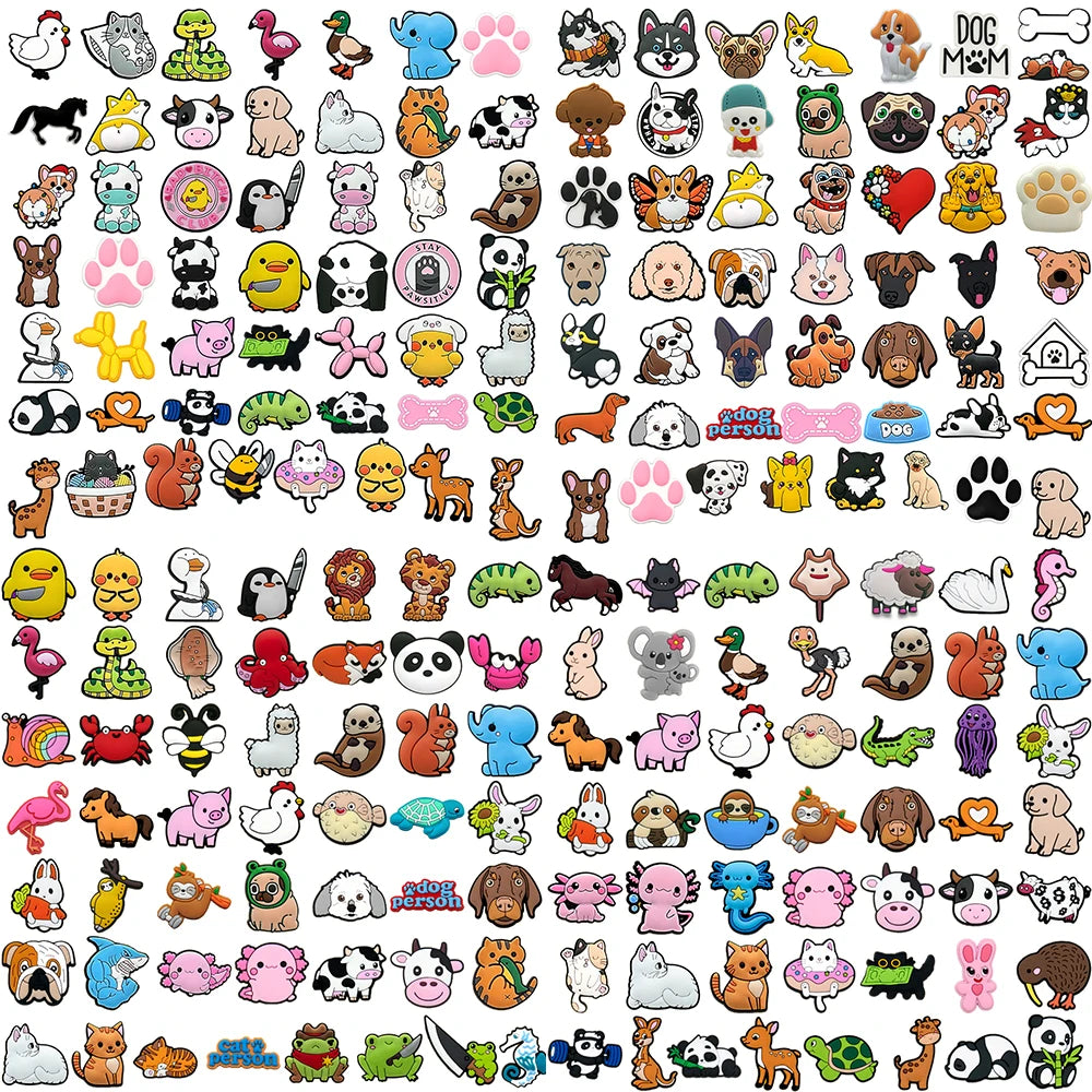 🦆50pcs Animal Shoe Charms – Cute Cats, Dogs, Ducks & More for Crocs, Sandals & Clogs