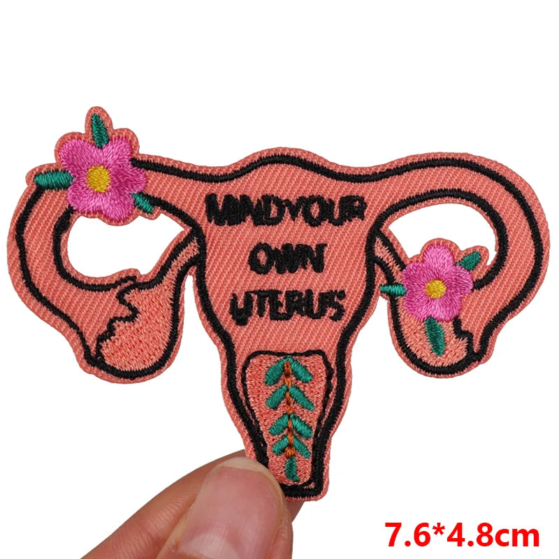 🧷 Feminist & Girl Power Patch — Iron-On Embroidered Uterus, Mom, Equality & Self-Love Designs for Jackets, Jeans & DIY Decor