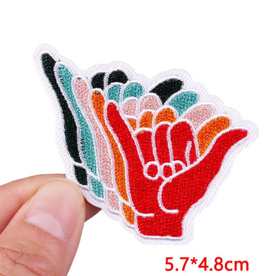 🧷 Cute Pink Aesthetic Embroidered Patch – Iron-On Butterfly, Rainbow, Heart, and Flower Designs for Jackets & DIY Clothing