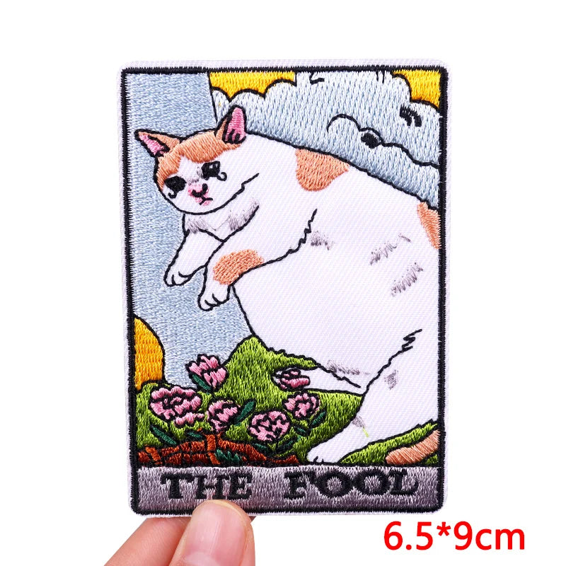 🃏 Tarot Cat Patch — Funny Iron-On Embroidered Badge