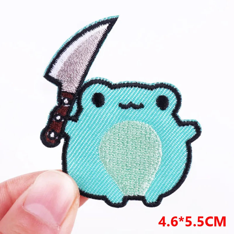 🦖 Funny Animal Patch — Cat, Frog, Dino & Duck Iron-On