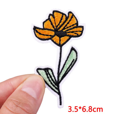 🧷 Cute Pink Aesthetic Embroidered Patch – Iron-On Butterfly, Rainbow, Heart, and Flower Designs for Jackets & DIY Clothing