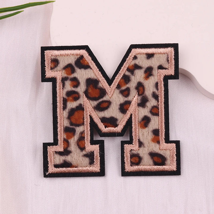 Leopard Varsity Letter Patch — Iron-On A–Z Initial - M