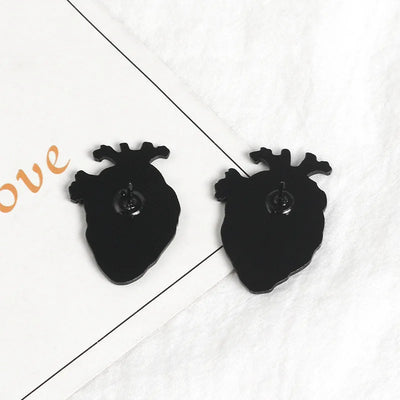 ❤️10/20pcs Heart Enamel Pins – Random Anatomical, Broken & Skull Heart Metal Lapel Badges