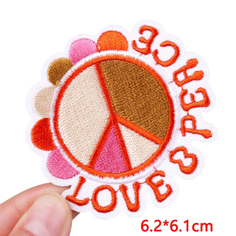 Cute Pink Aesthetic Embroidered Patch – Iron-On Butterfly, Rainbow, Heart, and Flower Designs for Jackets &amp; DIY Clothing