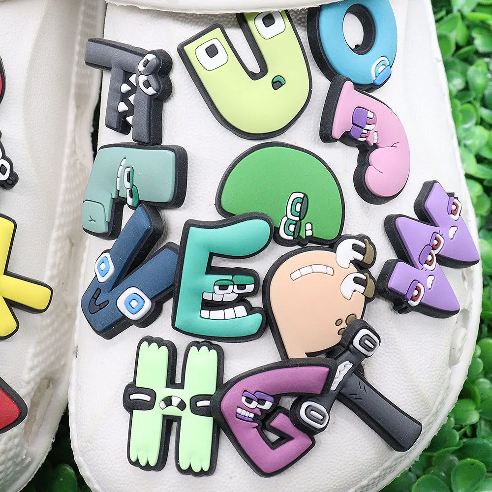 🔤26PCS Alphabet Shoe Charms – A–Z Letters in Cartoon & Classic Styles for Kids & Adults