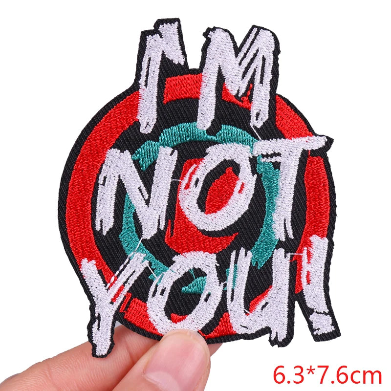 🧷 Bold Quote & Letter Patch — Cartoon Iron-On