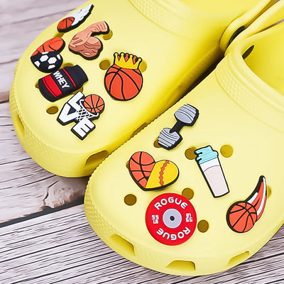 🏈36/50pcs Sports Series Shoe Charms – Basketball, Football, Hockey & Wrestling Icons for Clogs