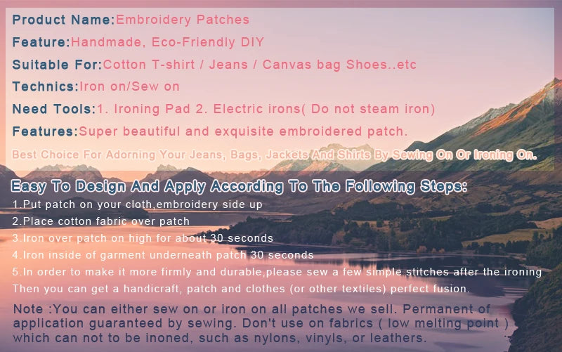 🌈50PCS Mixed Embroidered Patches – Random Iron-On Appliques for Clothes, Bags & DIY