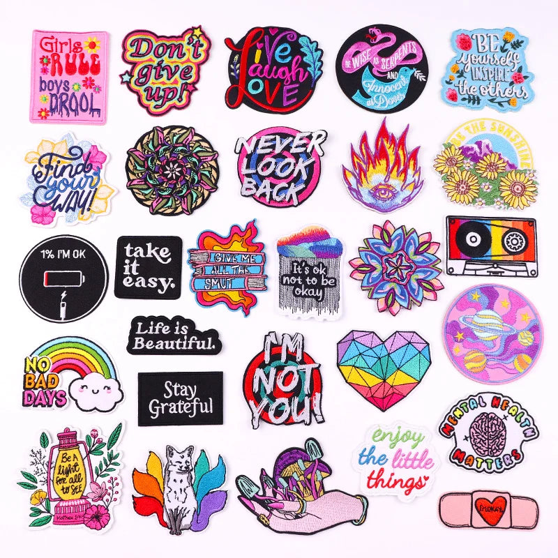 🧷 Bold Quote & Letter Patch — Cartoon Iron-On
