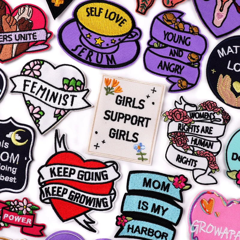 🧷 Feminist & Girl Power Patch — Iron-On Embroidered Uterus, Mom, Equality & Self-Love Designs for Jackets, Jeans & DIY Decor