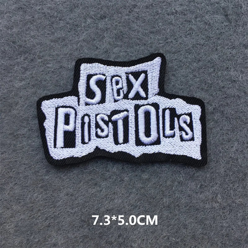 Sex Pistols patch on a gray background