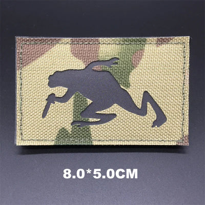 Camouflage patch with a silhouette of a kangaroo on a dark background