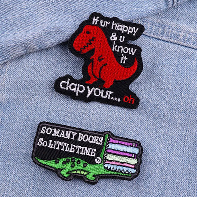 🦖 Funny Animal Patch — Cat, Frog, Dino & Duck Iron-On