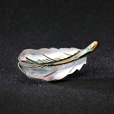 BROOCHITON Brooches Silver Abalone Shell Feather Brooch
