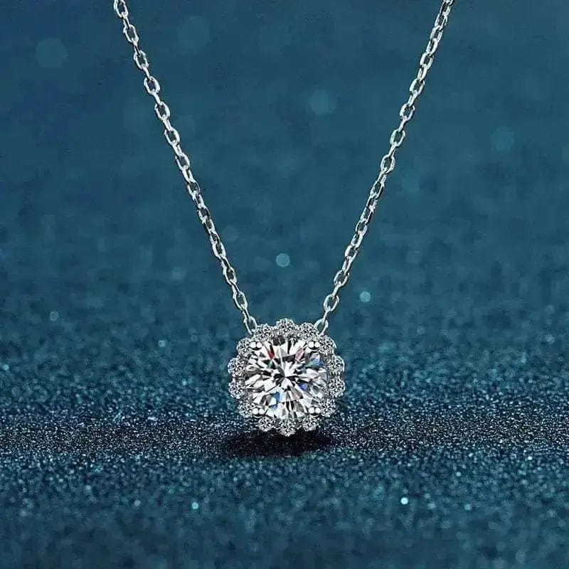 Allure Moissanite Necklace Women  One carat high carbon stone / White copper