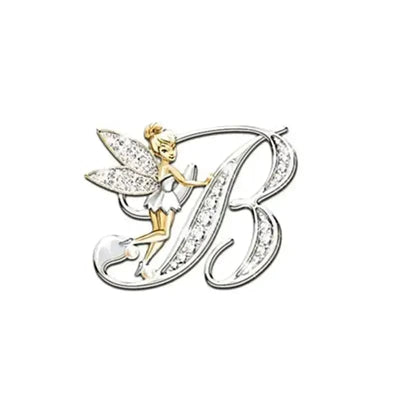 BROOCHITON Brooches B Angled Letters Fairy Brooch