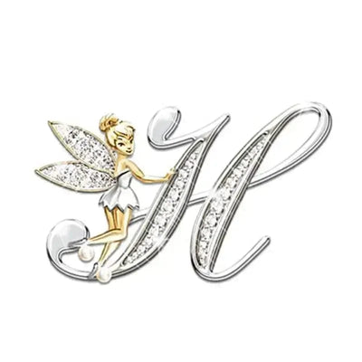 BROOCHITON Brooches H Angled Letters Fairy Brooch