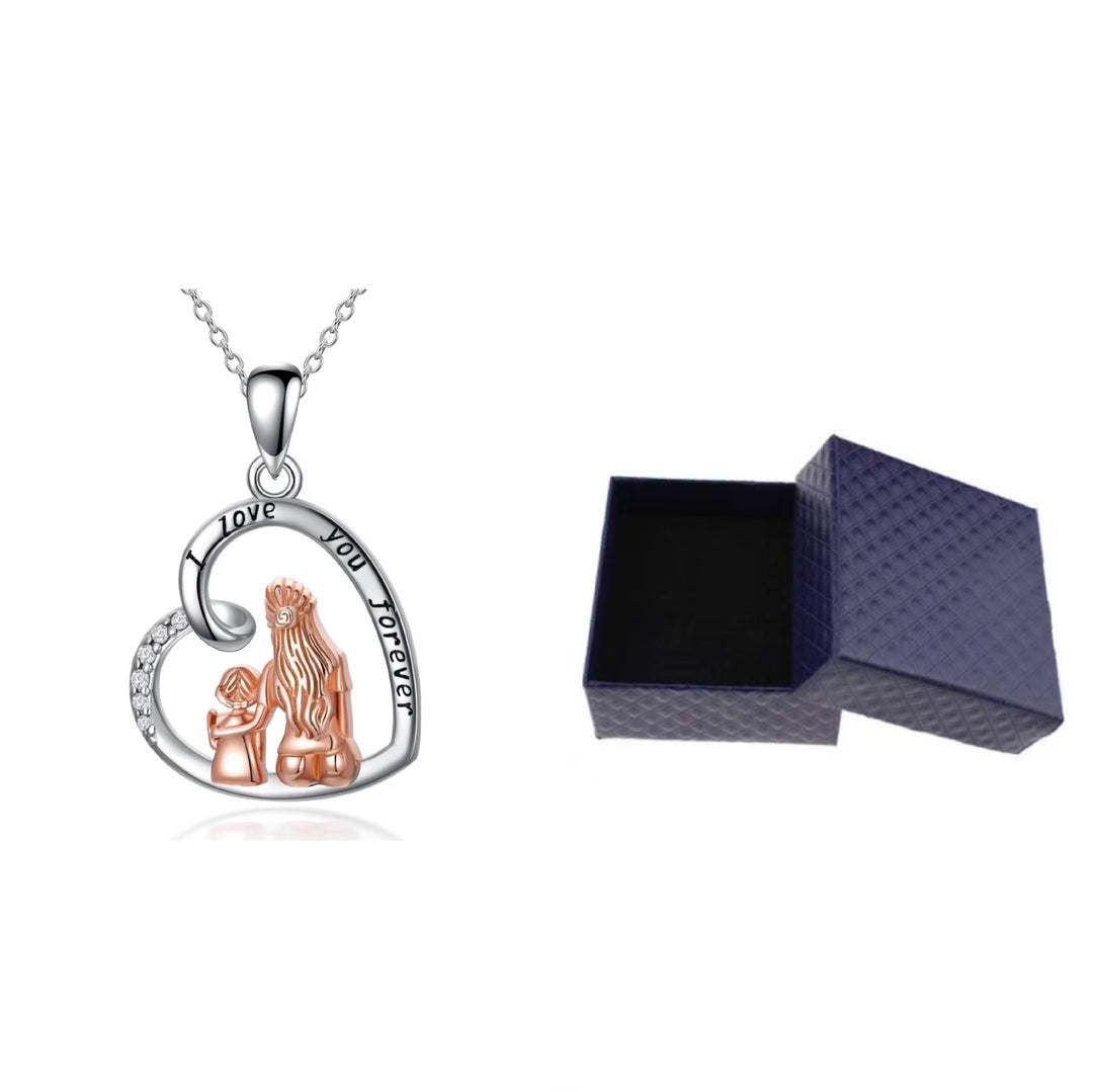 Heart-shaped pendant with a mother and daughter design and &
