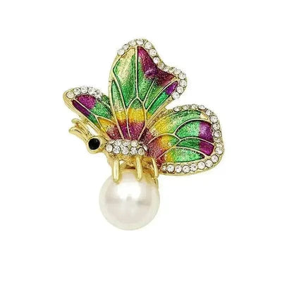 BROOCHITON Brooches Green Bee Butterfly Colorful Brooch