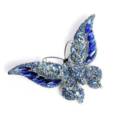 BROOCHITON Brooches Blue Big Crystal Butterfly Brooch