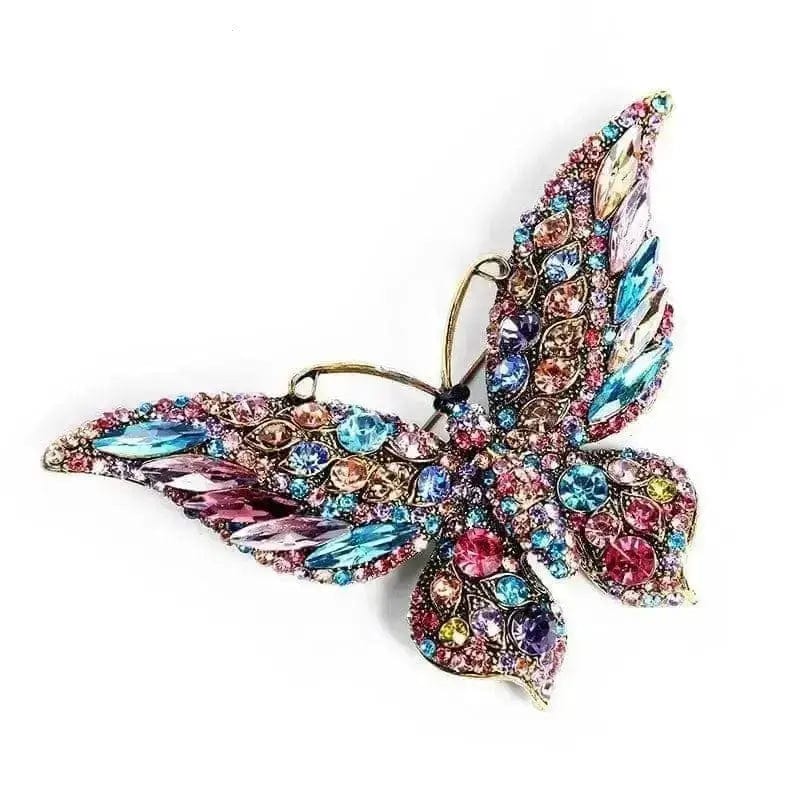 BROOCHITON Brooches Colorful Big Crystal Butterfly Brooch