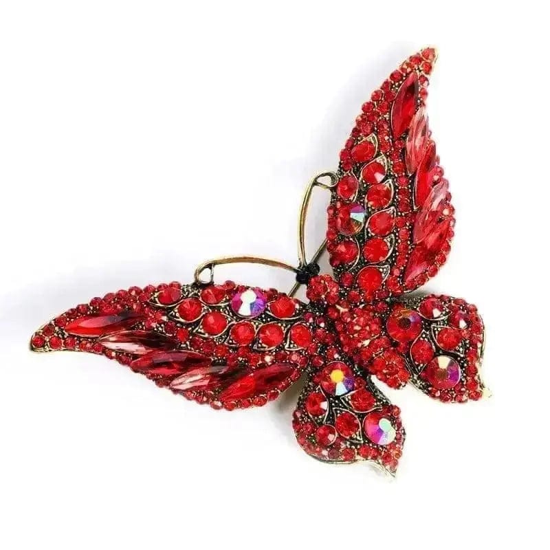 BROOCHITON Brooches Red Big Crystal Butterfly Brooch