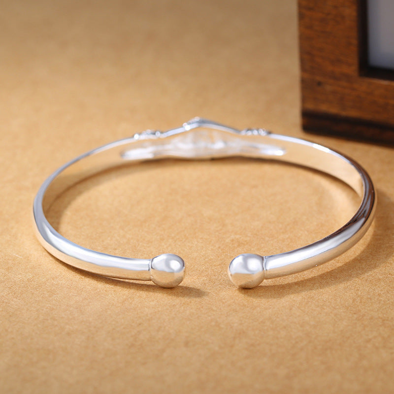 Silver Handshake Cuff Bracelet