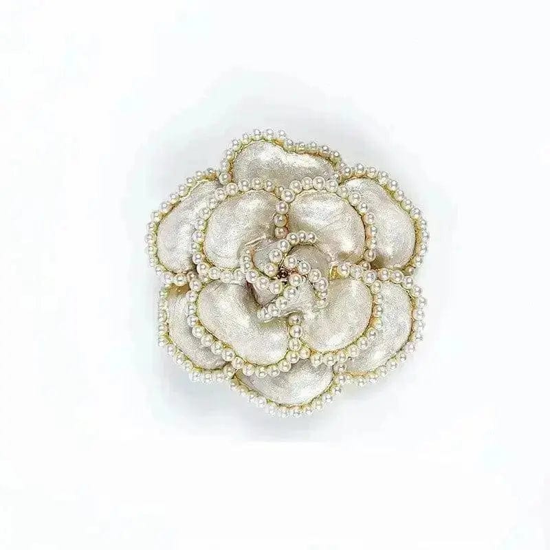 BROOCHITON Brooches White Pinkish Camellia Flowers Pearl Brooches