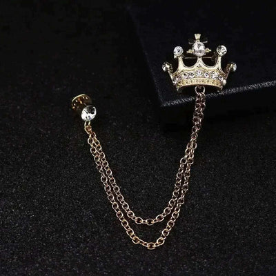 BROOCHITON Brooches Gold Crown Suit Chain Brooch