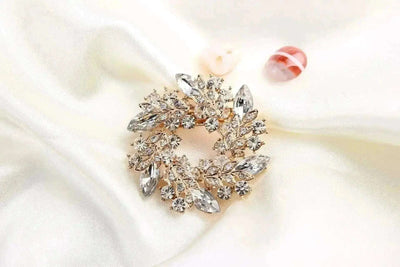 BROOCHITON Brooches White Crystal Colorful Bauhinia Brooch