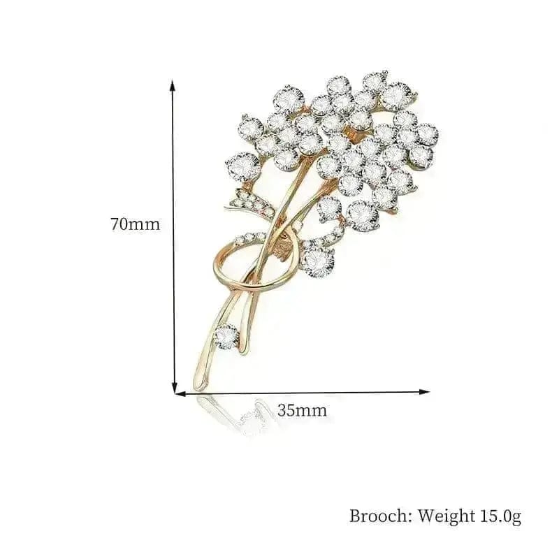 BROOCHITON Brooches As shown Crystal Flower Brooch