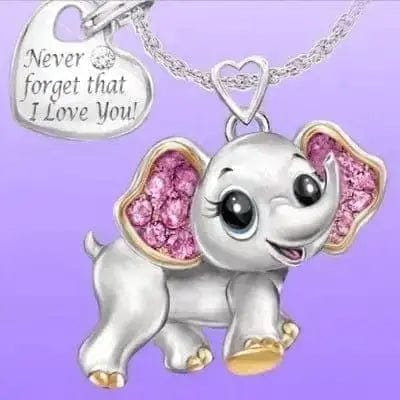 BROOCHITON Necklaces Elephant Crystal Letter Lovely Animals Necklace