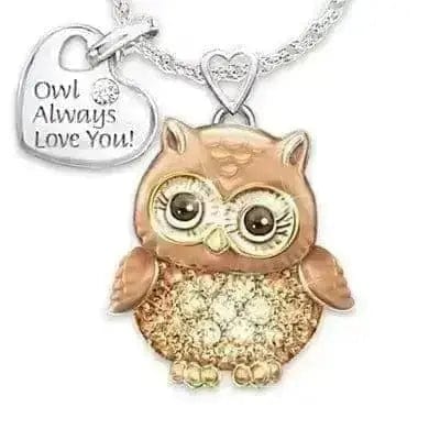 BROOCHITON Necklaces Owl Crystal Letter Lovely Animals Necklace