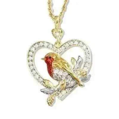 BROOCHITON Necklaces Red bird Crystal Letter Lovely Animals Necklace