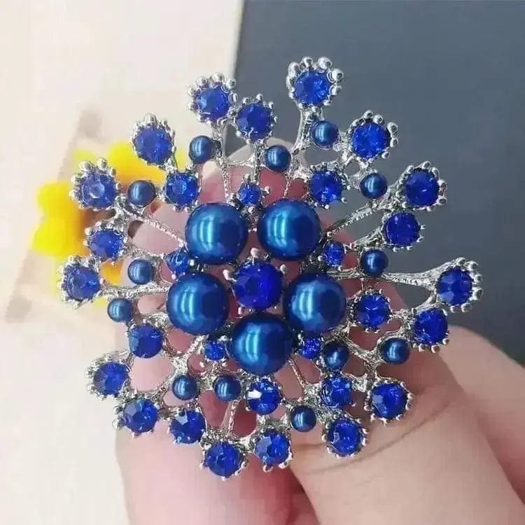 BROOCHITON Brooches Blue Fashion Women Large Exquisite Flower Corsage