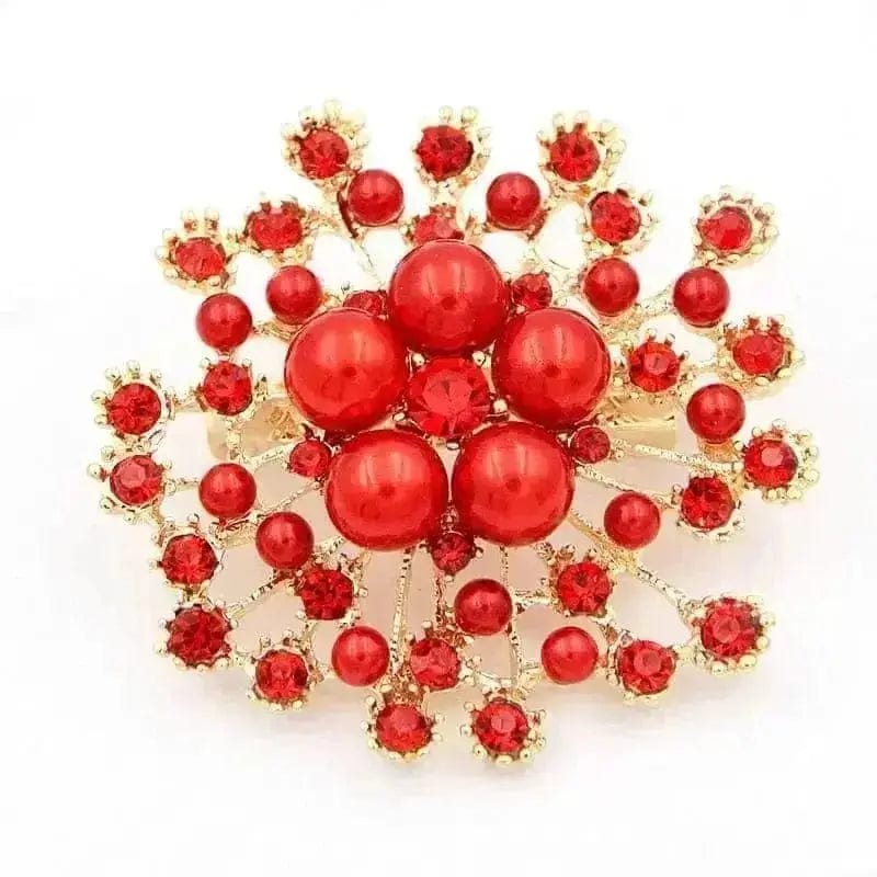 BROOCHITON Brooches Red Fashion Women Large Exquisite Flower Corsage