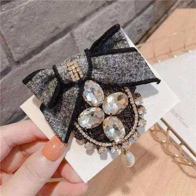 BROOCHITON Brooches H Crystal Pearl Lace Badge Brooch