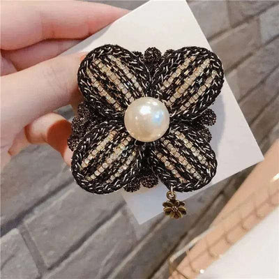 BROOCHITON Brooches L Crystal Pearl Lace Badge Brooch